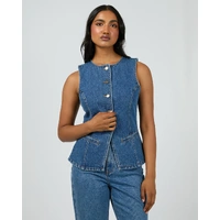 All About Eve Lena Denim Vest - Heritage Blue