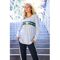 3rd Story Jolie Gold Star with Stripes L/S Tee - Grey Marle