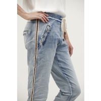 Italian Star Denim Jogger with Gold Trim