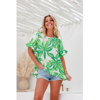 Joop & Gypsy Oahu Linen Button Back Top - Green