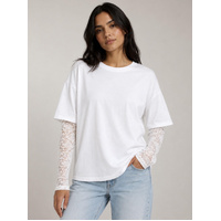 Smaibulun Lace Sleeve Underlay Tee - White