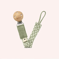 Bibs Paci Braid Pacifier Clip - Sage/Ivory