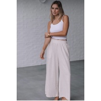 Miracle Linen Shirred Elastic Waist Pull On Pant - Oat