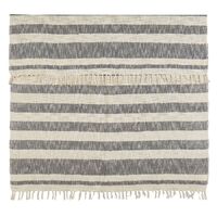 Amalfi Cotton Slub Woven Throw 170x130cm - Blue /Cream Stripe
