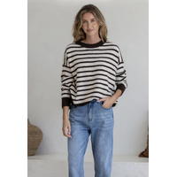 Miss Marlow Zara Stripe Fluffy Knit - Latte/Chocolate