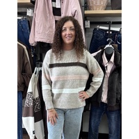 Miss Marlow Stripe Aspen Knit - Mocha/Camel