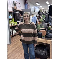 Miss Marlow Zali Stripe Canyon Knit - Choc/Nutmeg