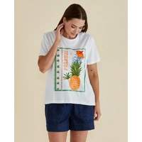 Betty Basics Ellia Crew Tee - Paradise Beach Print