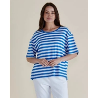 Betty Basics Relax Boxy Tee - Azure Blue Stripe