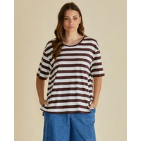 Betty Basics Relax Boxy Tee - Brown Stripe