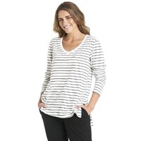 Betty Basics Bonnie L/S Tee-White/Black Stripe