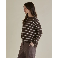Betty Basics Natasha Knit Top - Brown Stripe