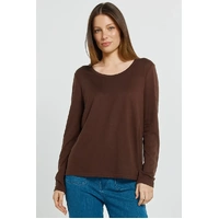 Betty Basics Westin Blended Wool Tee - Chocolate