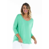 Betty Basics Milan 3/4 Sleeve Top - Celery