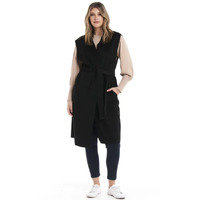 Betty Basics Alica Belted Sleeveless Coat - Black