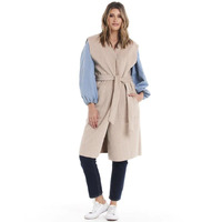 Betty Basics Alica Belted Sleeveless Coat - Pebble