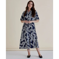 Betty Basics Skye Dress - Navy Geo