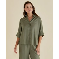 Betty Basics Lynwood Linen Shirt - Olive