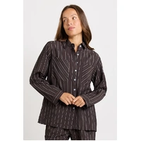 Betty Basics Sorrento Shirt - Brown Stripe