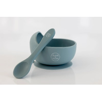 Isabella & Frankie Silicone Suction Bowl & Spoon Set - Blue