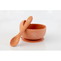 Isabella & Frankie Silicone Suction Bowl & Spoon Set - Peach