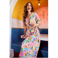 Brave+True Darla Wrap Dress - Electric Bloom
