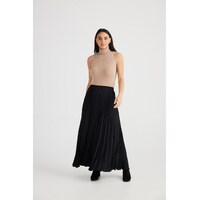Brave+True-Alias Pleated Skirt-Black Chiffon