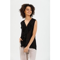 Brave+True-Cascade Sleeveless Shirt-Black Chiffon