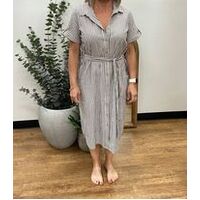 Brave+True-Arrival Shirt Dress-Charcoal Stripe