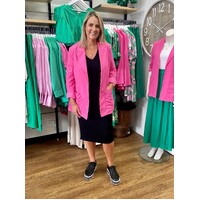 Fria Premium Linen Box Pocket Blazer - Pink