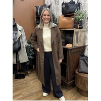 Fria Double Breasted Coat with Sash - Brown