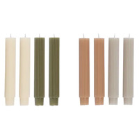 Casa Regalo Set 4 Ribbed Candle 15cm Earth Tones 2 Assorts