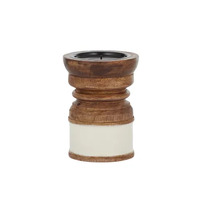 Coast to Coast Summer Wood Candleholder 10x15cm - Natural/White