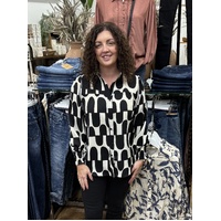 Cindy & Sami Oval L/S Shirt - Black/Beige