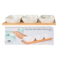 NF Living Square Bowls & Tray Set - SpeckWhite