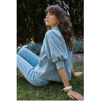 Fate + Becker Lila Denim Balloon Shirt - Light Wash