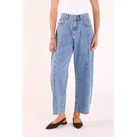 Feather + Noise Lola Cropped Barrel Jean - Panel Deep Blue