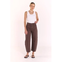 Feather + Noise Lola Cropped Barrel Jean - Chocolate