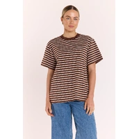 Feather + Noise Carter Tee - Chocolate White Stripe