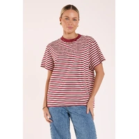 Feather + Noise Jules Tee - Wine Stripe