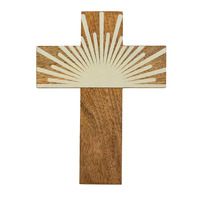 Coast to Coast Elio Wood Cross 15x20cm - Natural/Ivory