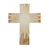 Coast to Coast Elio Wood Cross 20x26cm - Natural/Ivory