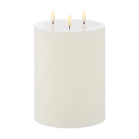 Amalfi LED Flickering Pillar Candle 3 Wicks 15x15x20cm - White