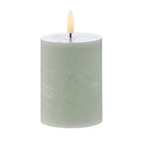 Amalfi LED Flickering Candle 7.5x7.5x10cm - Rustic Green