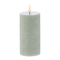 Amalfi LED Flickering Candle 7.5x7.5x15cm - Rustic Green