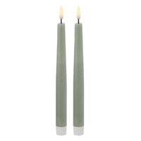 Amalfi LED Flickering Taper Candle 24cm 2pcs Set - Rustic Green