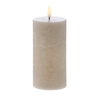 Amalfi Hughe LED Flickering Pillar Candle 7.5x7.5x15cm - Rustic Taupe