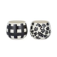 Life Botanic-Gaiety Ceramic Pot 13x11cm-Black/White