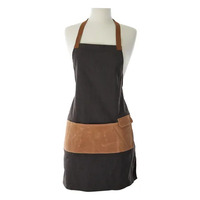 Life Botanic Harold Canvas Apron with Pocket 58x99cm - Grey/Brown