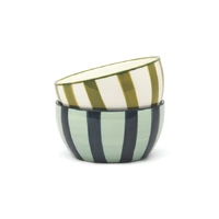 Here's How The Bella Dipping Bowls - Green + Blue Stripe